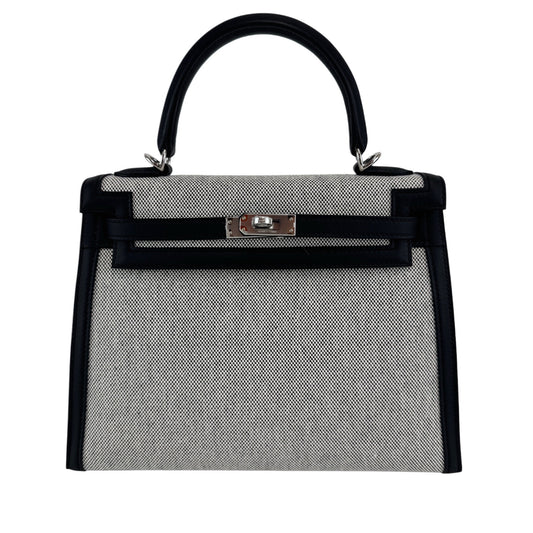 Hermès エルメス Kelly25 ケリー25 Stamp-K K刻印  Swift/Toile H スイフト/トワルアッシュ Black ブラック   GHW ゴールド金具
