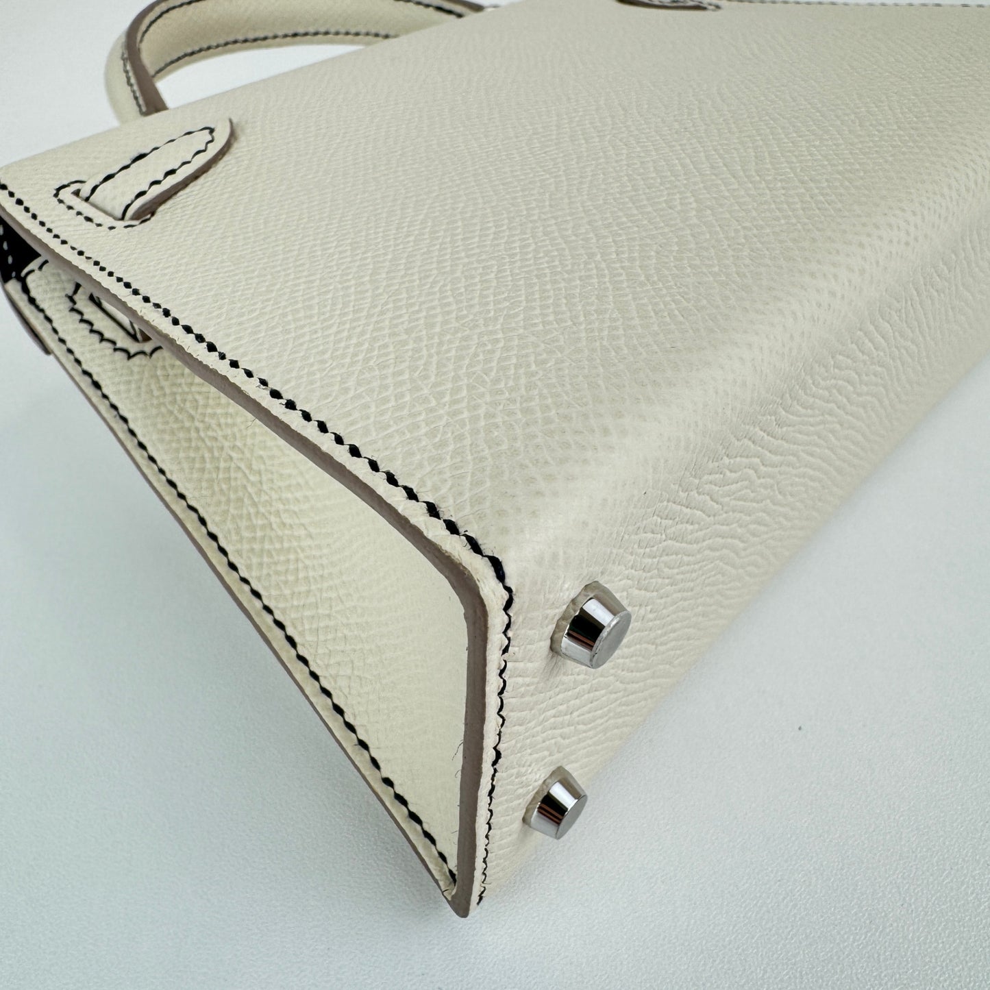Mini kelly HSS ミニケリーHSS Stamp-W W刻印 Epsom エプソン Craie/Black クレ/ブラック PHW シルバー金具