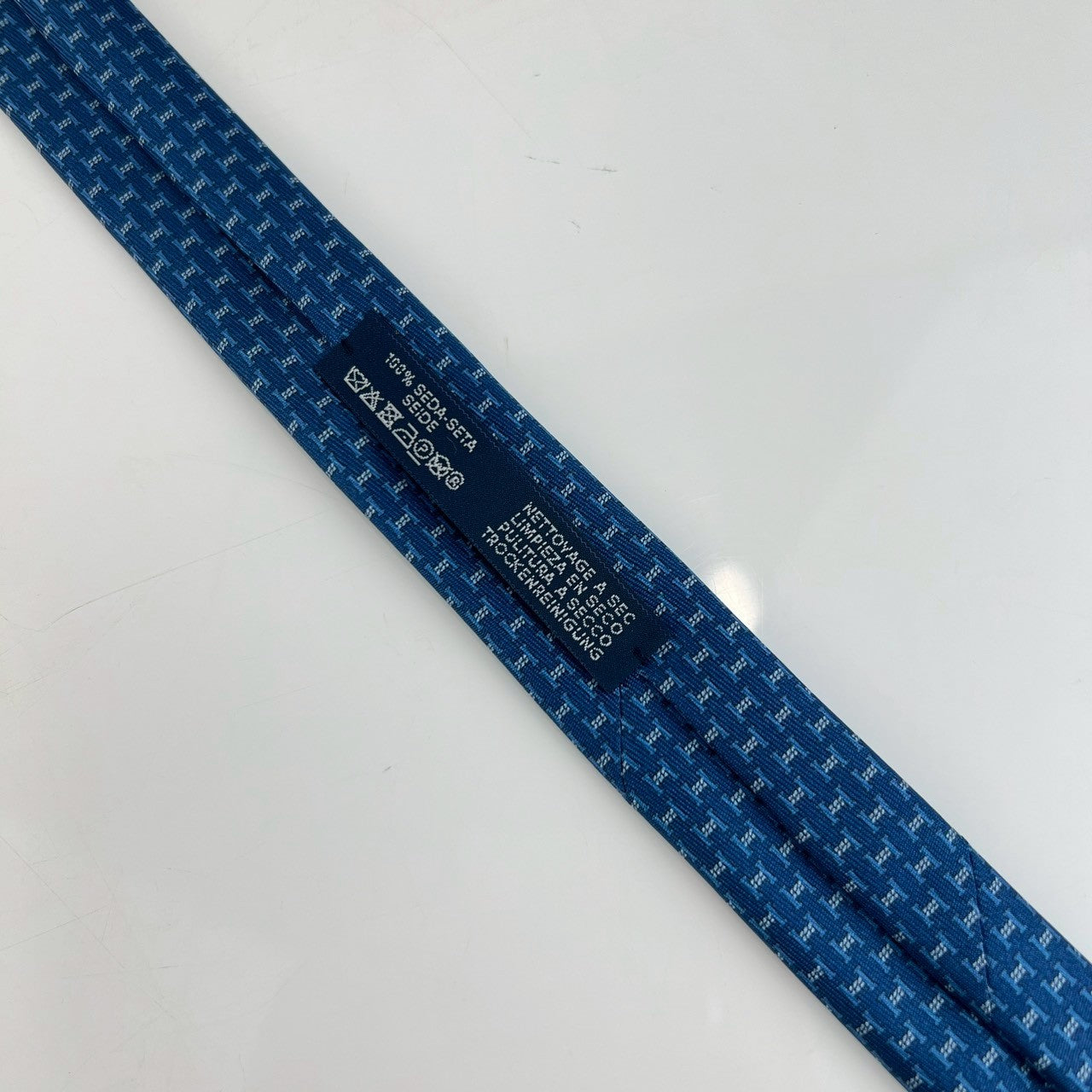 シルクツイルタイ Hグルメット H Gourmette twill Blue Moyen / Azur ブルーモアイヤン / アズール シルク