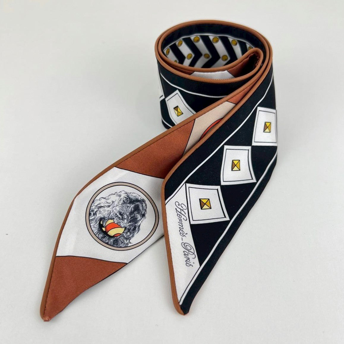 Twilly ツイリー　コリエ・エ・シアン マルチカラー　ブラウン 絹 100%