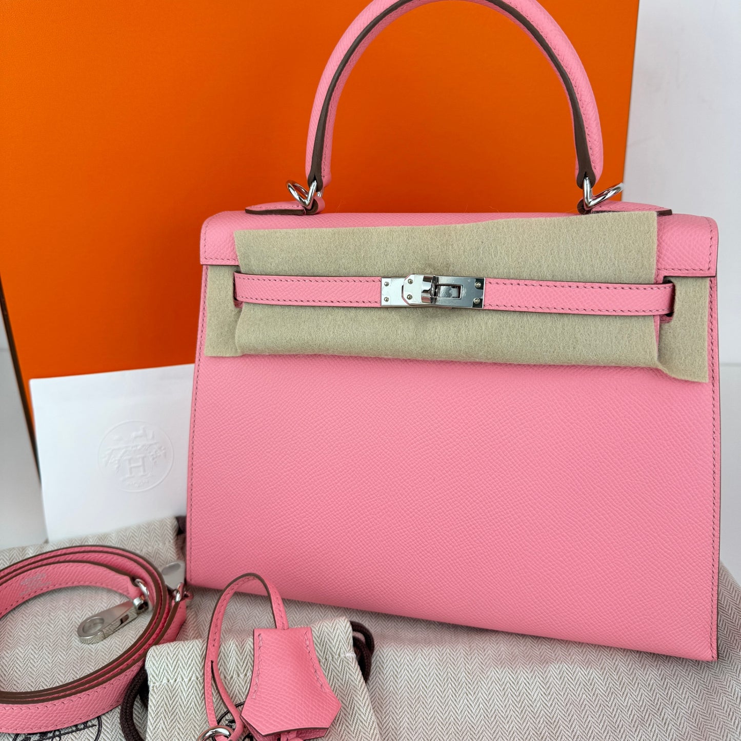 Kelly25 ケリー25 Rose confetti ローズコンフェッティ Epsom エプソン PHW シルバー金具 Stamp-K K刻印