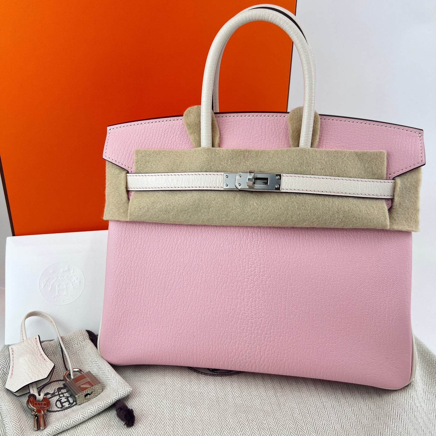 Birkin25 PO バーキン25パーソナルオーダー Rose sakura/Nata ローズサクラ/ナタ  PHW シルバー金具 Chevre シェーブル Stamp-B B刻印