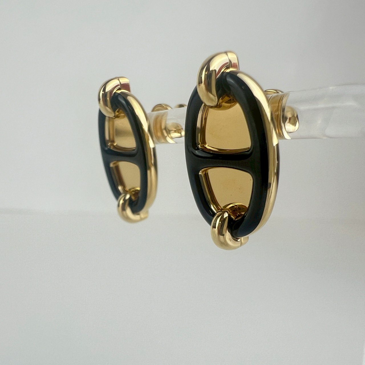 Boucles d'oreilles Mini Maillon ミニ マイヨン　ピアス Black / Gold ブラック/イエローゴールド