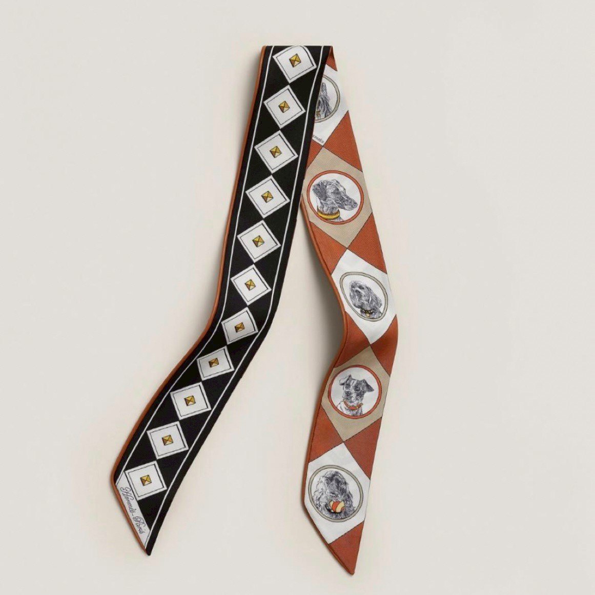 Twilly ツイリー　コリエ・エ・シアン マルチカラー　ブラウン 絹 100%