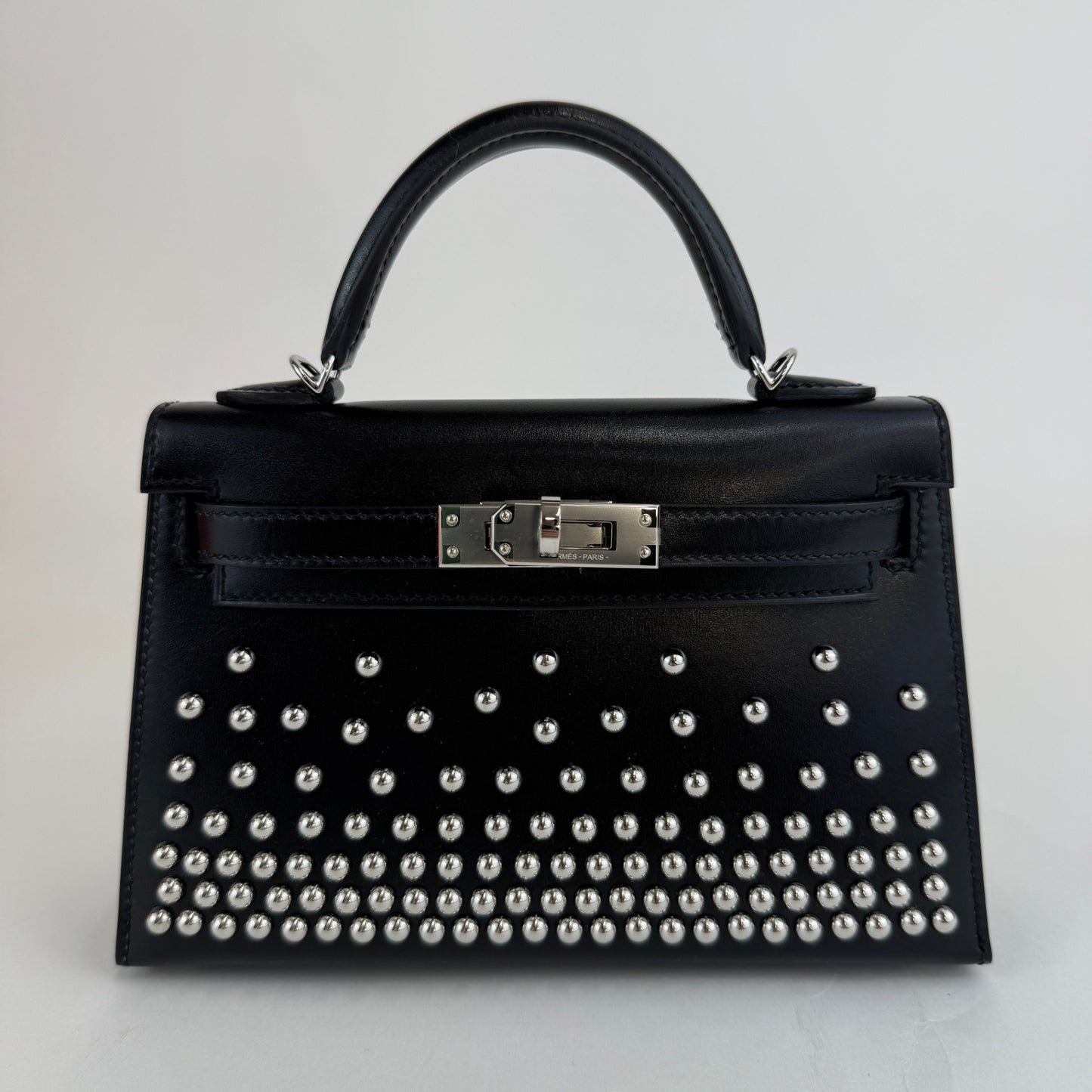 Mini kelly cloute ミニケリークルーテ Stamp-B B印 Boxcalf ボックスカーフ Black　ブラック PHW シルバー金具
