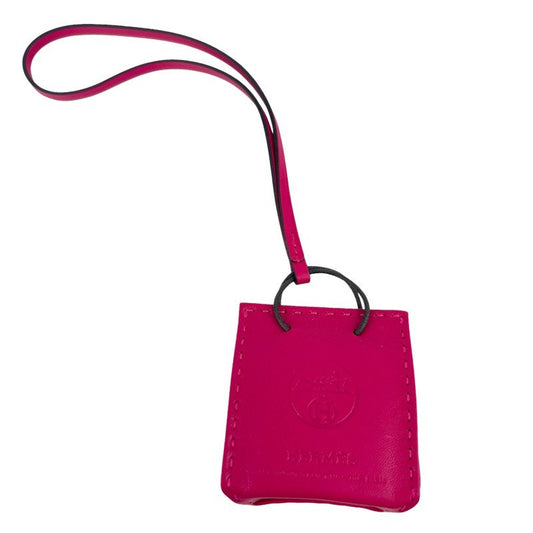 新品未使用 HERMES エルメス Sac orange サックオランジュ Rose mexico ローズメキシコ Agneau Milo アニョーミロ バッグチャーム ストラップ キーホルダー