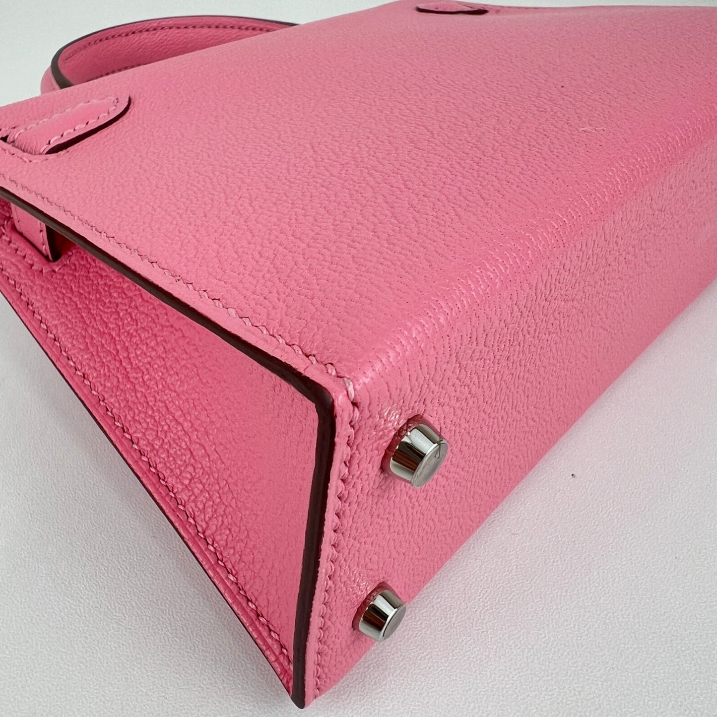 Mini kelly verso ミニケリー ヴェルソ Rose confetti ローズコンフェッティ Chevre シェーブル PHW シルバー金具 Stamp-U U刻印