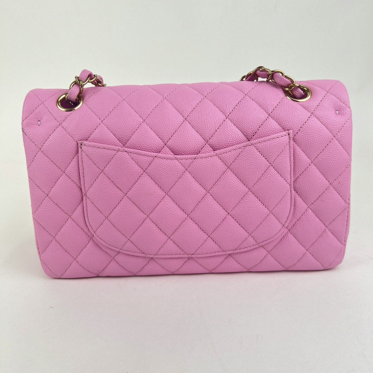 マトラッセ ダブルフラップ ダブルチェーンショルダー ピンク　パープル　Pink  Purple  GHW ゴールド金具 キャビアスキン　caviar skin A01112 ICチップ
