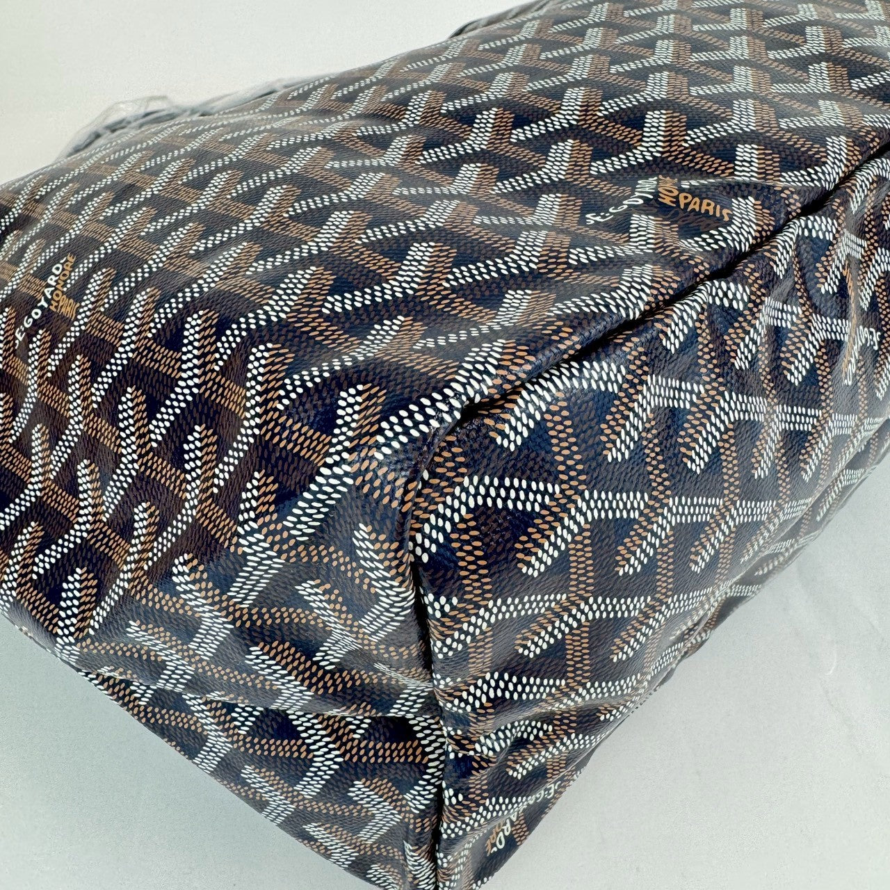 サンルイPM ネイビー　Navy ゴヤールディンキャンバス シュヴロッシュカーフスキン