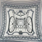 Hermès エルメス Châle 140 Les Roues de Phaéton  カレジュアン140(四輪馬車の車輪) カシミア70%、シルク30% gris chiné(グリシネ) / ardoise clair(アルドワーズクレール) / Black(ブラック)
