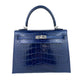 Kelly25 ケリー25 Blue saphir ブルーサファイア Alligatorアリゲーター PHW シルバー金具 Stamp-W W刻印