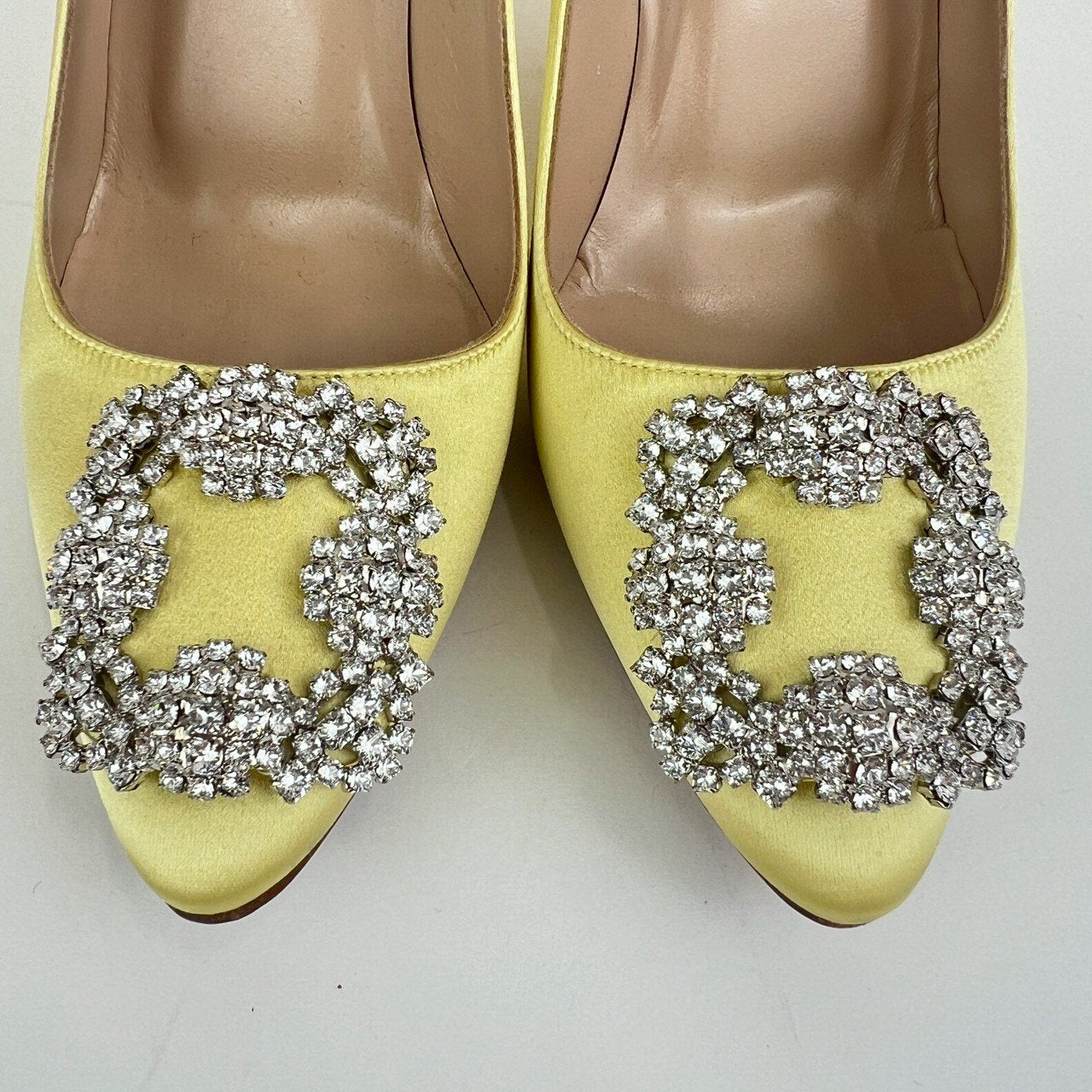 ハンギシ ビジューバックル パンプス Yellow イエロー 70mm