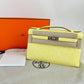 Kelly pochette ケリーポシェット Limoncello リモンチェッロ Ostrich オーストリッチ PHW シルバー金具 Stamp-B B刻印 ハンドバッグ