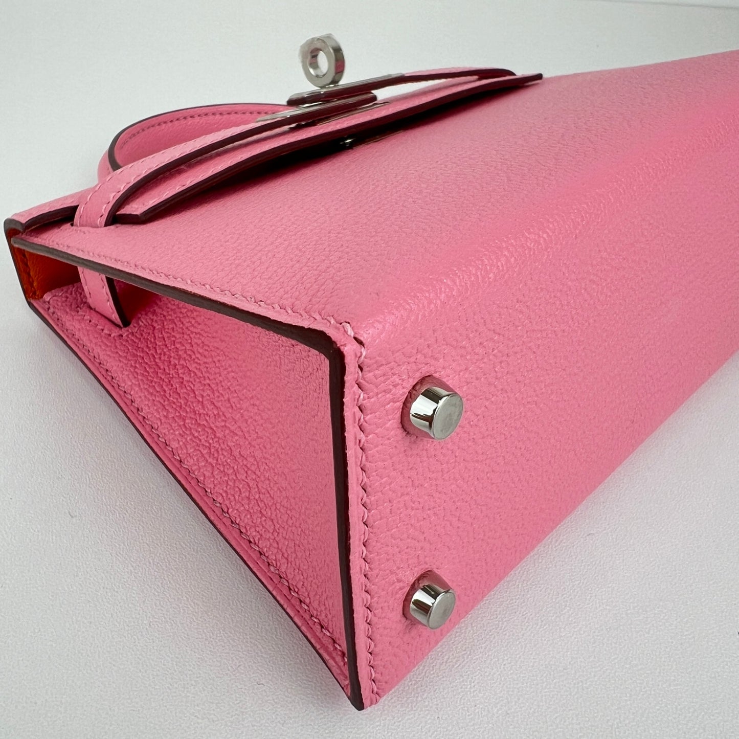 Mini kelly verso ミニケリー ヴェルソ Rose confetti ローズコンフェッティ Chevre シェーブル PHW シルバー金具 Stamp-U U刻印