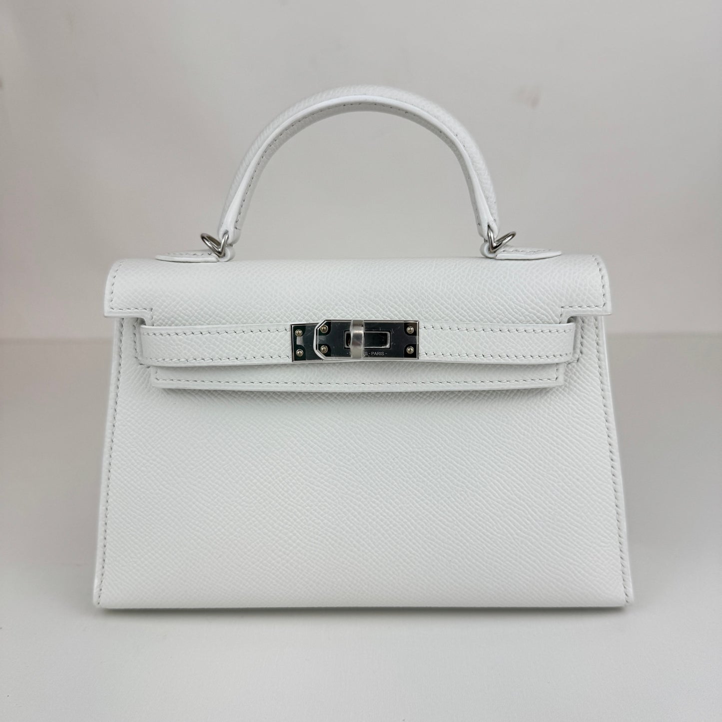Mini kelly ミニケリー New white ニューホワイト Epsom エプソン PHW シルバー金具 Stamp-K K刻印