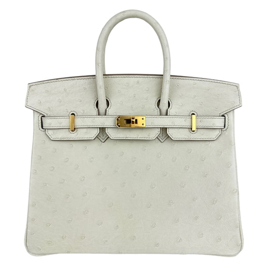 Birkin25 バーキン25 Beton ベトン　Ostrich オーストリッチ　Stamp-K K刻