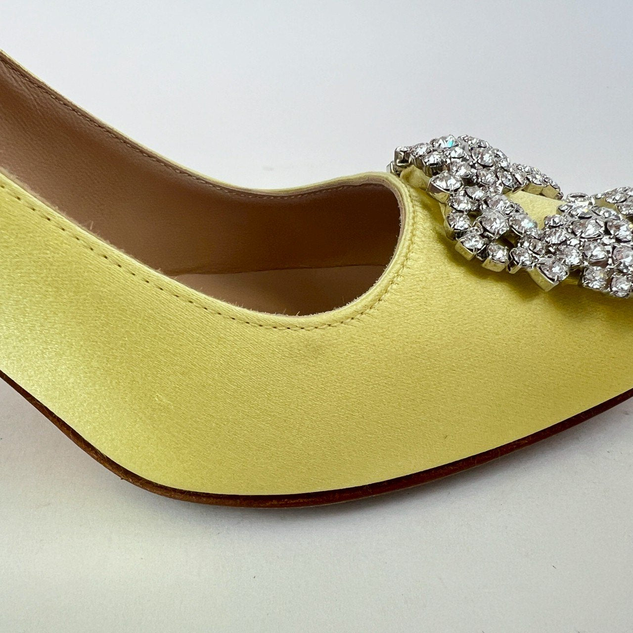 ハンギシ ビジューバックル パンプス Yellow イエロー 70mm