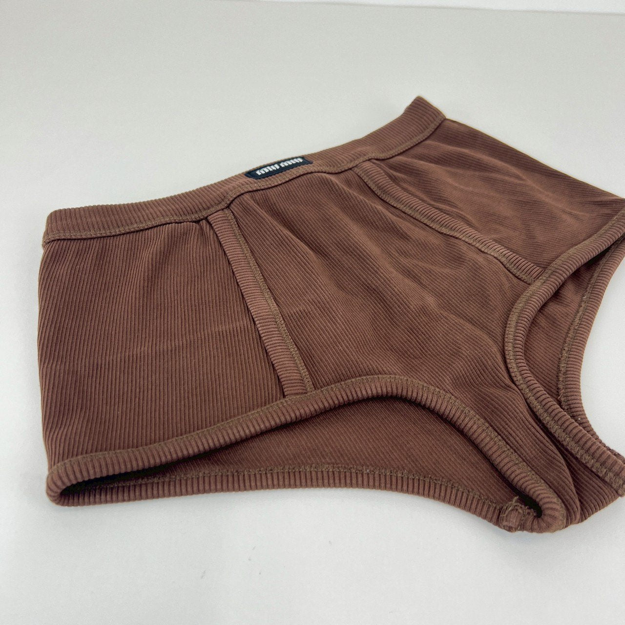 miu miu ミュウミュウ ガーメントダイ　リブ編み ボクサーショートパンツ ポリエステル100% Brown ブラウン