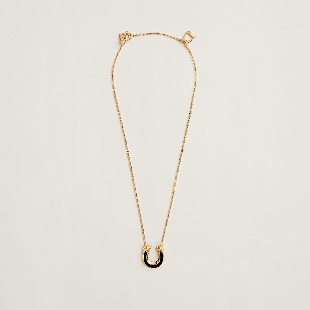 ジョケットネックレス、スモールモデル  Jockette necklace ブラック/イエローゴールドメッキ Black / GHW