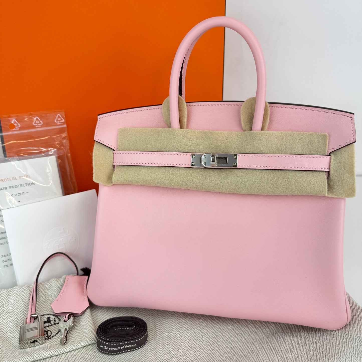 Birkin25 バーキン25 Rose sakura ローズサクラ PHW SV金具 Stamp-D D刻印