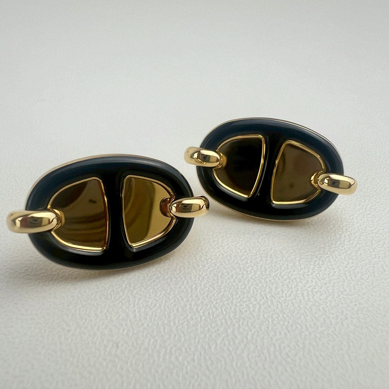 Boucles d'oreilles Mini Maillon ミニ マイヨン　ピアス Black / Gold ブラック/イエローゴールド