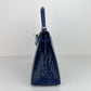 Kelly25 ケリー25 Blue saphir ブルーサファイア Alligatorアリゲーター PHW シルバー金具 Stamp-W W刻印