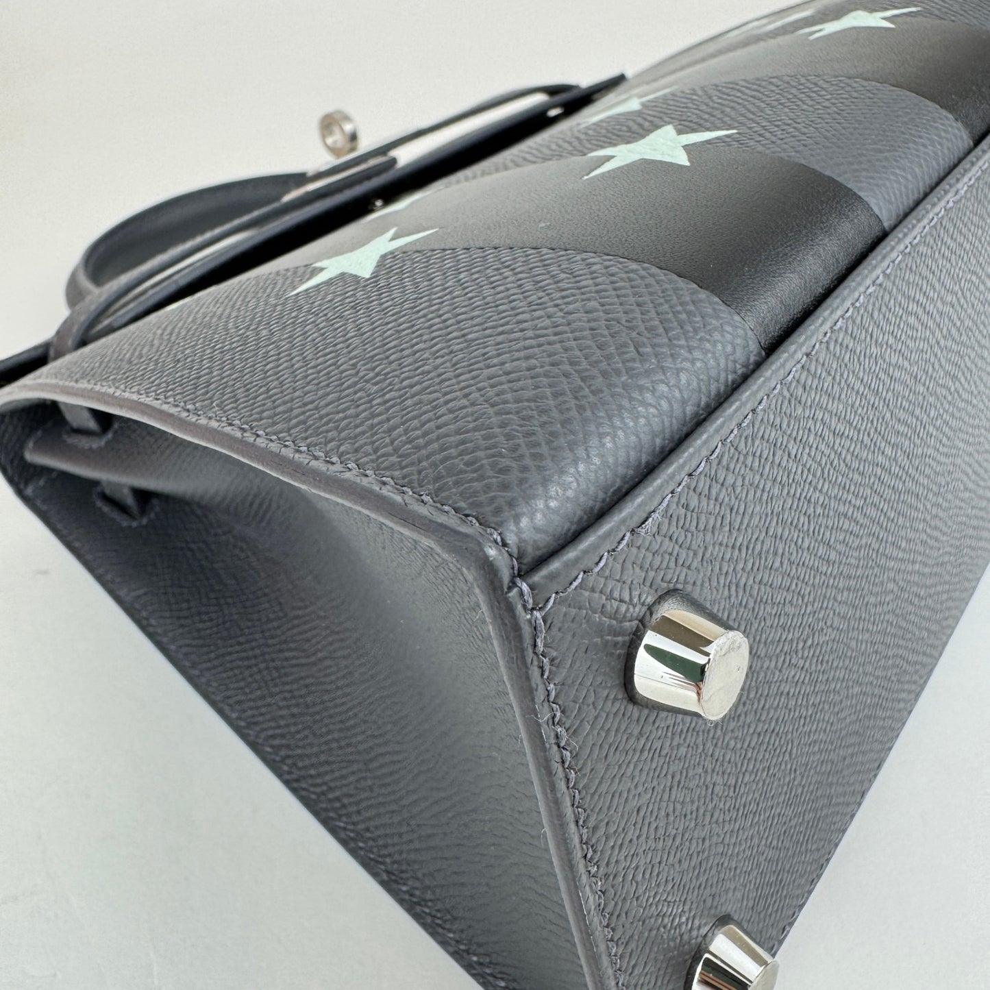 Kelly25 casaque etoilee  ケリー25 カザック エトワール Ardoise/Black/Vert peppermint　  アルドワーズ/ブラック/ヴェールペパーミント  PHW シルバー金具 Epsom/Tadelakt/Chevre  エプソン/タデラクト/シェーブル    Stamp-W W刻印