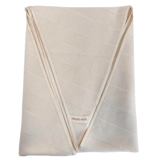 Hermès エルメス ロザンジュ 《ストライプH》  LOSANGE  カシミア 100% White ホワイト