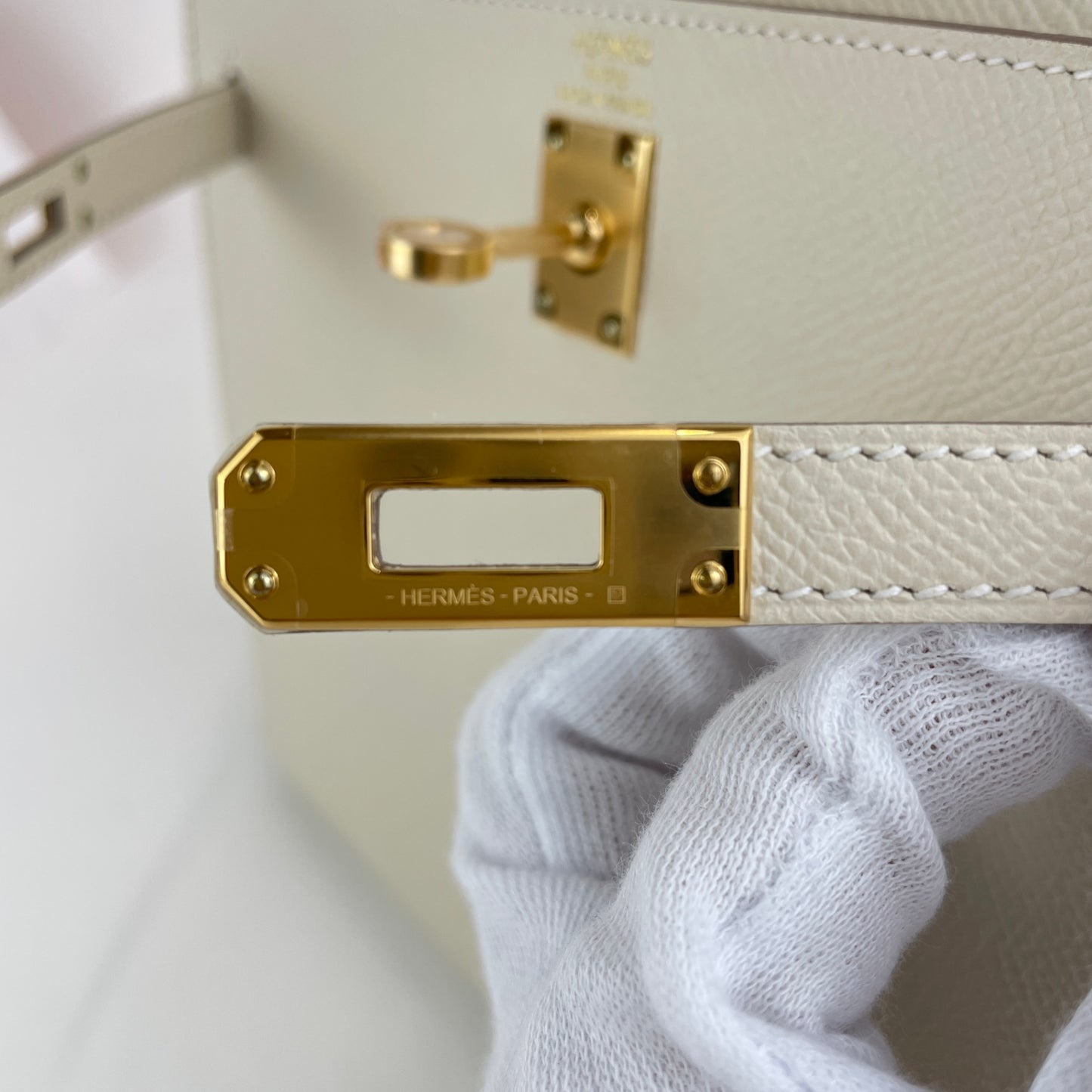 Kelly25 Sellier ケリー25セリエ Craie クレ  GHW ゴールド金具 Epsom エプソン Stamp-W W刻印