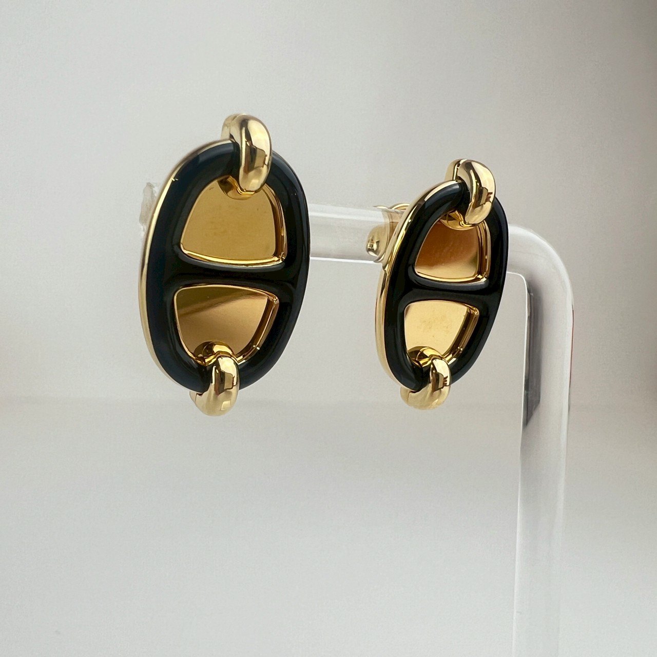 Boucles d'oreilles Mini Maillon ミニ マイヨン　ピアス Black / Gold ブラック/イエローゴールド