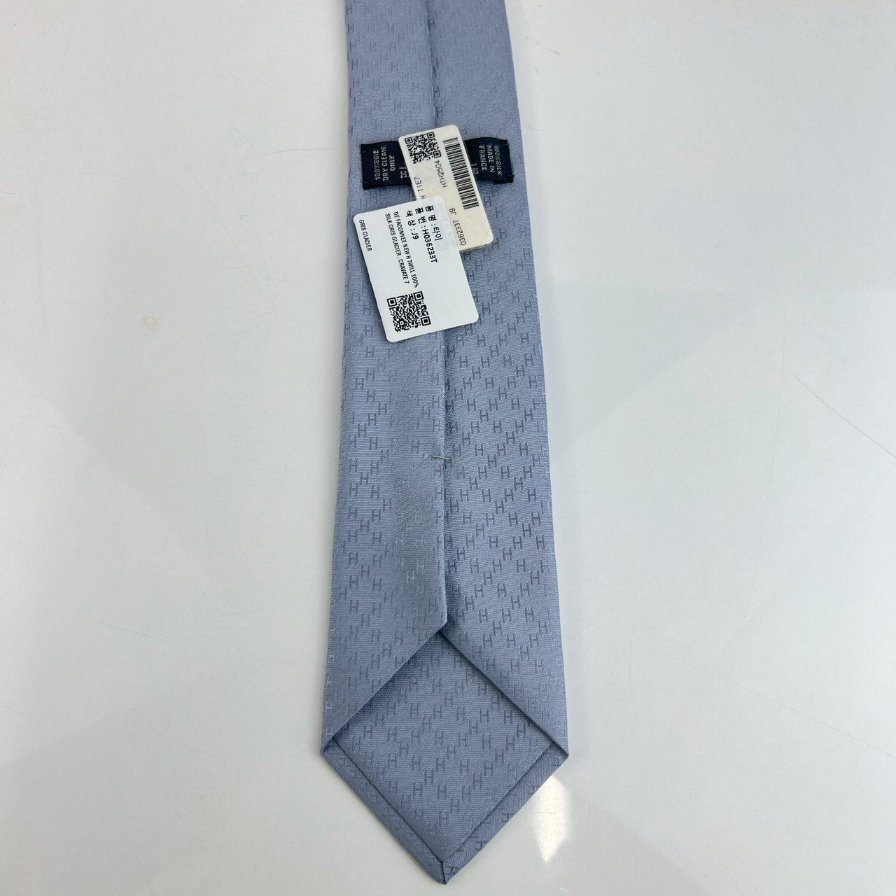 シルクタイ Faconnee ニューHタイ Faconnee New H tie GRIS GLACIER グリグラシエ ライトブルー シルク