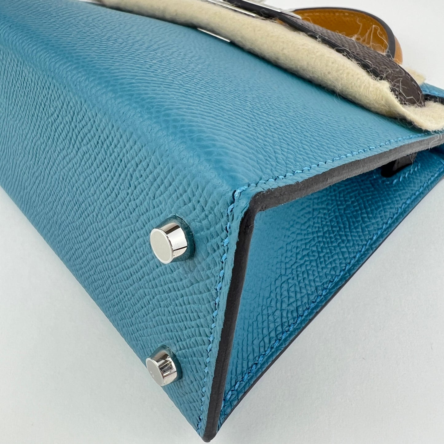 Mini kelly tricolor ミニケリー トリコロール Blue jean/Ecorce/Sesami ブルージーン/エコルセ/セサミ Epsom エプソン PHW シルバー金具 Stamp-W W刻印