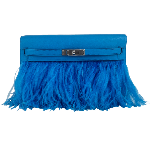 Kelly Elan feather ケリーエランフェザー Blue frida ブルーフリーダ Chevre シェーブル PHW シルバー金具 Stamp-B B刻印