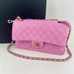 マトラッセ ダブルフラップ ダブルチェーンショルダー ピンク　パープル　Pink  Purple  GHW ゴールド金具 キャビアスキン　caviar skin A01112 ICチップ