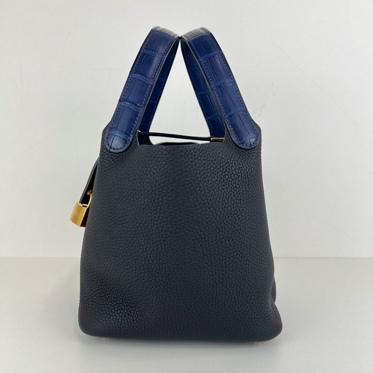 Picotin Lock PM ピコタンロック18 Blue nuit ブルーニュイ Taurillon clemence トリヨンクレマンス crocodile クロコダイル GHW ゴールド金具 Stamp-B B刻印