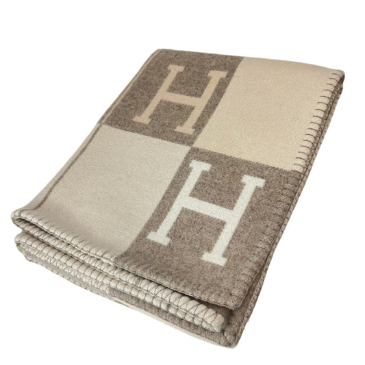 Hermès エルメス Jeté de canapé Avalon プレード アヴァロン メリノウール 90% カシミヤ 10% Ecru/Camomille エクリュ/カモミール