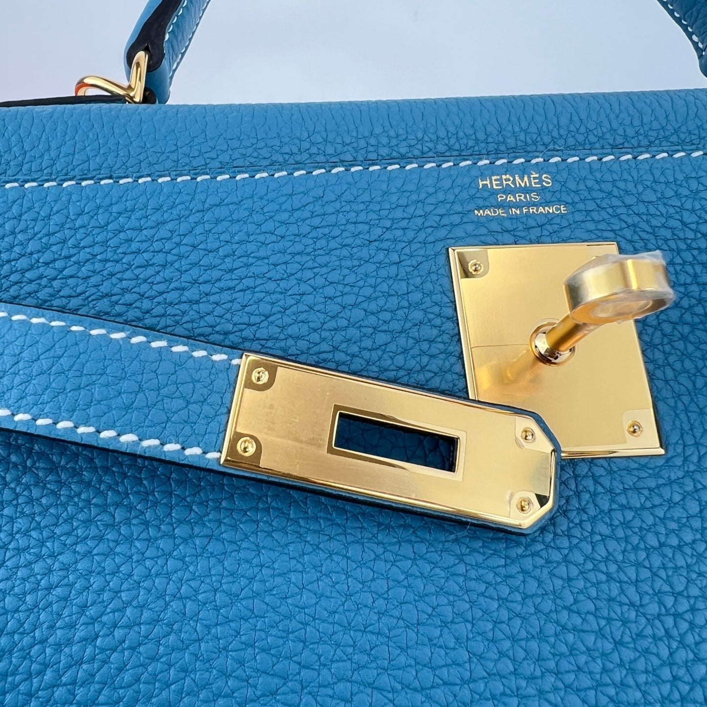 Kelly28 ケリー28 Bleu jean ブルージーン ゴールド金具 Stamp-W W刻印  Togo トゴ