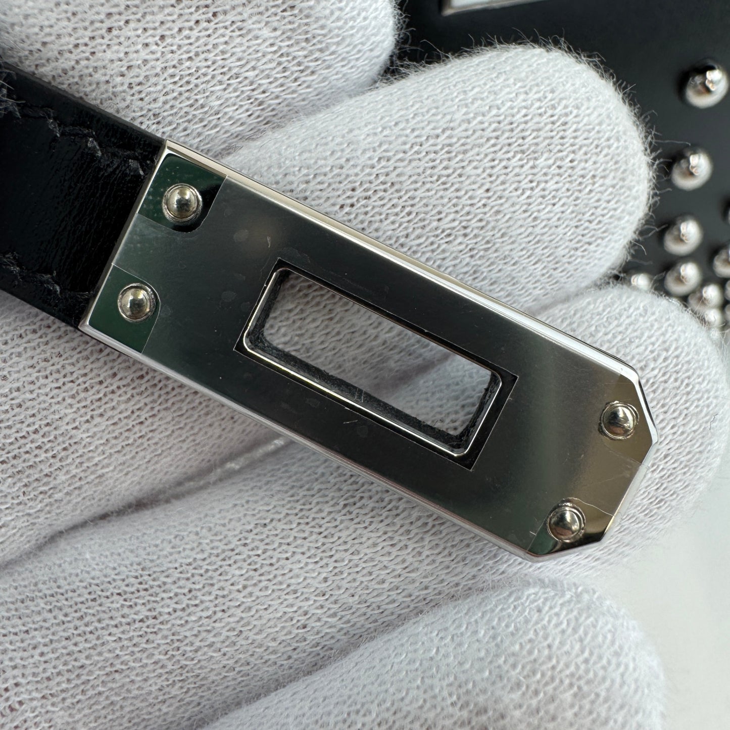 Mini kelly cloute ミニケリークルーテ Stamp-B B印 Boxcalf ボックスカーフ Black　ブラック PHW シルバー金具