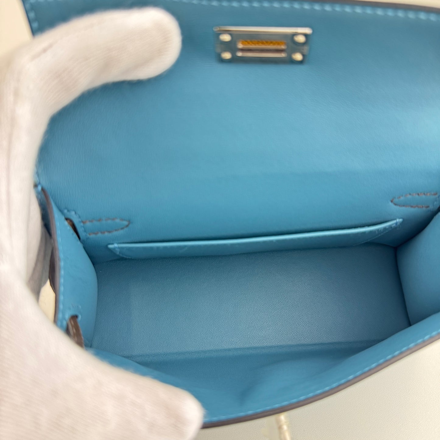 Mini kelly tricolor ミニケリー トリコロール Blue jean/Ecorce/Sesami ブルージーン/エコルセ/セサミ Epsom エプソン PHW シルバー金具 Stamp-W W刻印