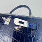 Kelly25 ケリー25 Blue saphir ブルーサファイア Alligatorアリゲーター PHW シルバー金具 Stamp-W W刻印