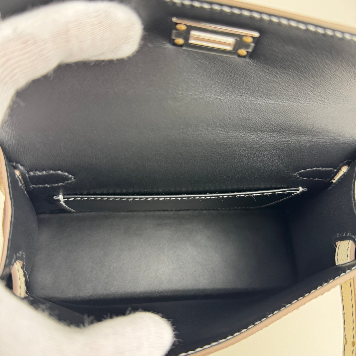 Mini kelly HSS ミニケリーHSS Stamp-W W刻印 Epsom エプソン Craie/Black クレ/ブラック PHW シルバー金具