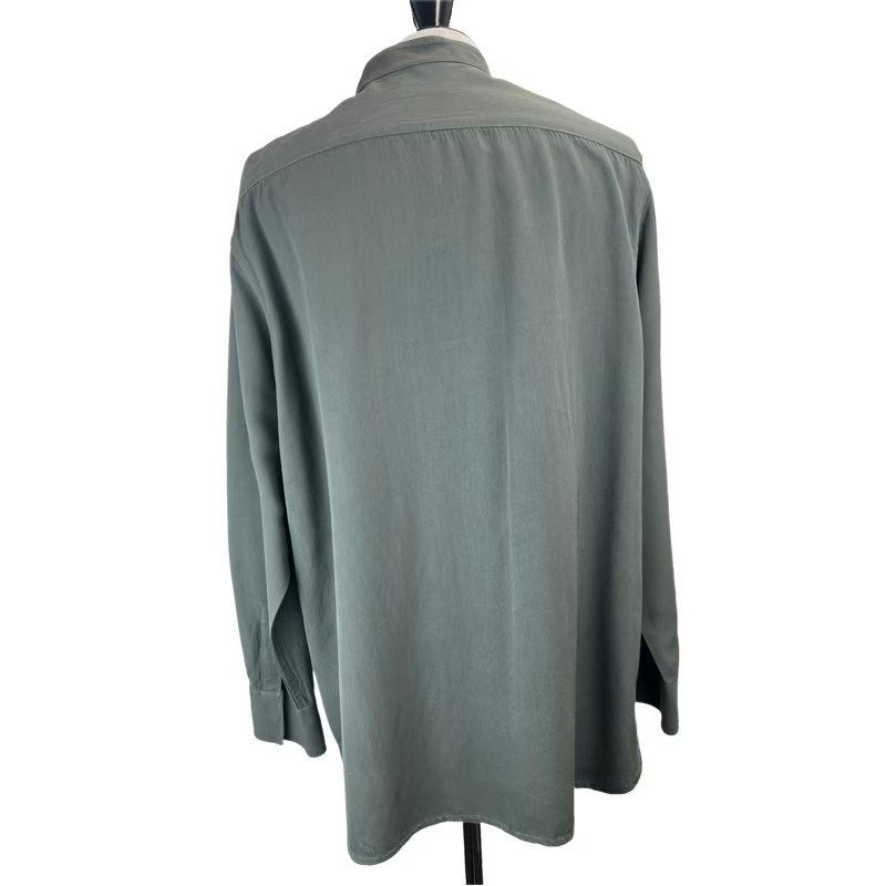 シャツ　ロングスリーブ　長袖 カーキ Kahki ビスコース 100%