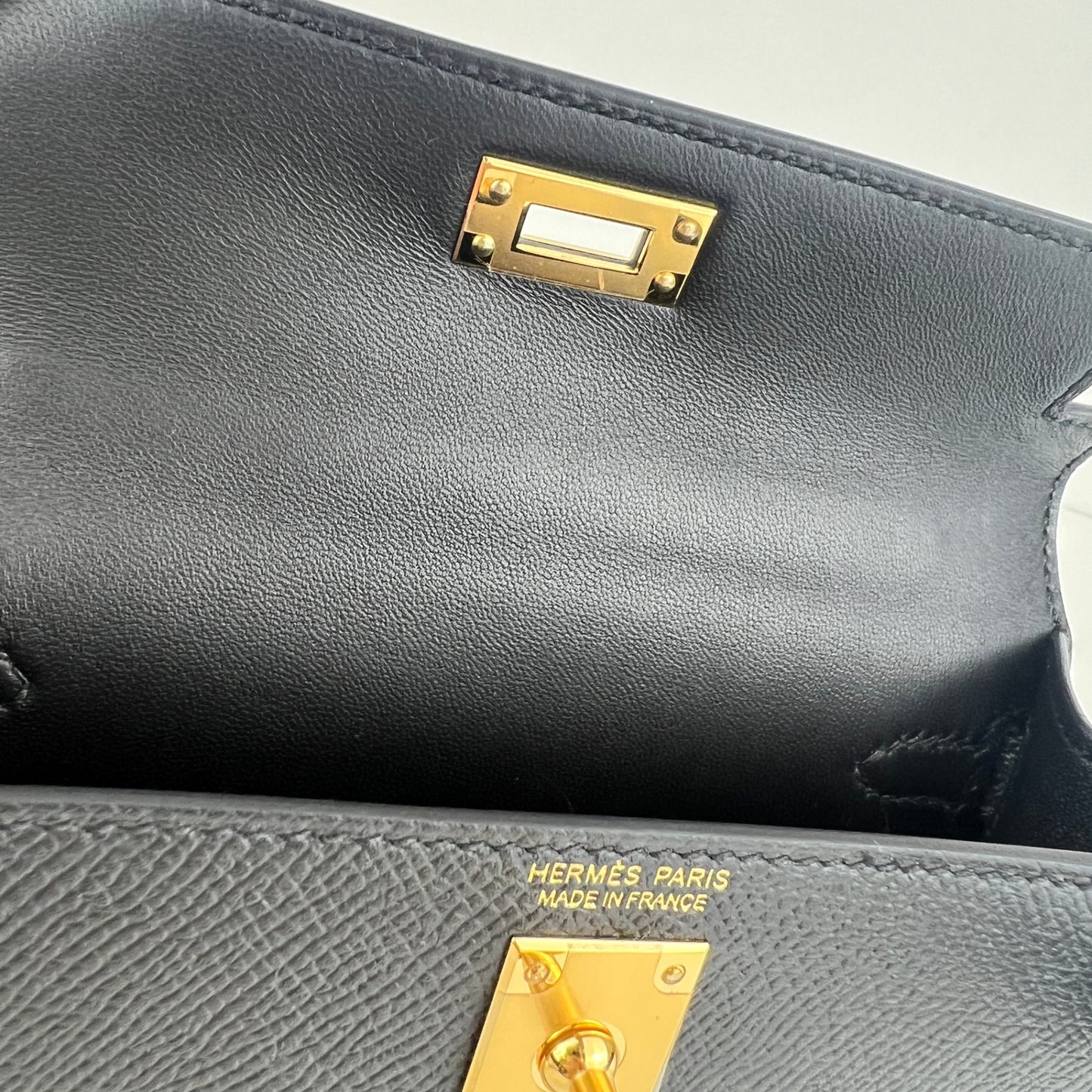 Mini kelly ミニケリー Black ブラック  GHW ゴールド金具 Epsom エプソン Stamp-W W刻印