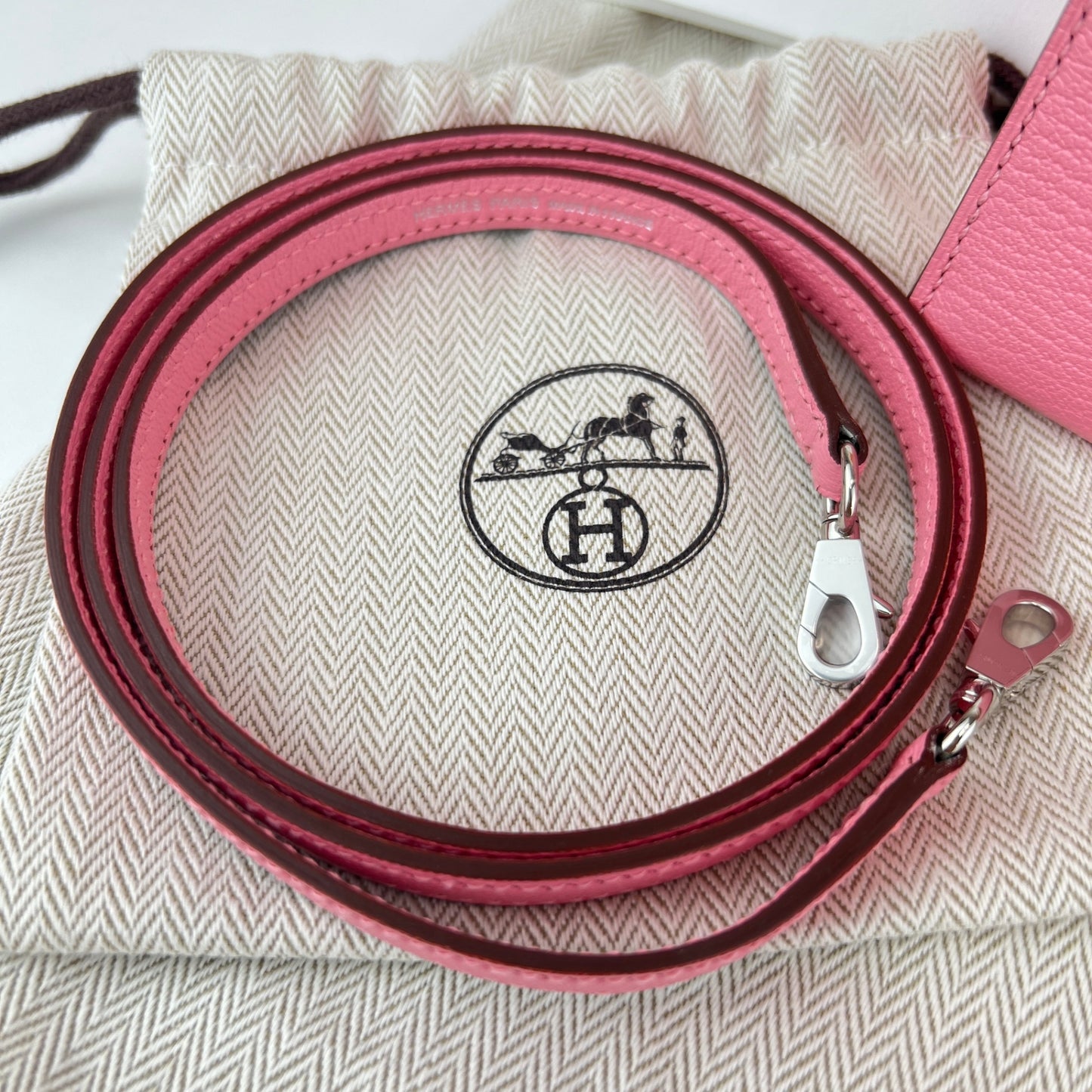 Mini kelly verso ミニケリー ヴェルソ Rose confetti ローズコンフェッティ Chevre シェーブル PHW シルバー金具 Stamp-U U刻印