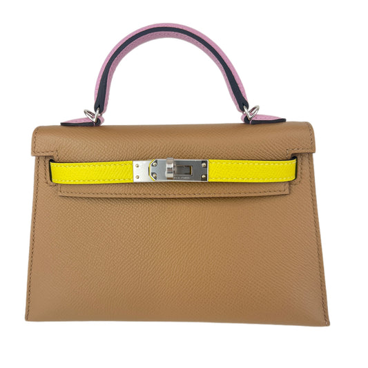 Mini kelly tricolor ミニケリートリコロール Stamp-U U刻印 Epsom エプソン Chai/Mauve sylvester/Lime チャイ/モーヴシルベストル/ライム PHW シルバー金具