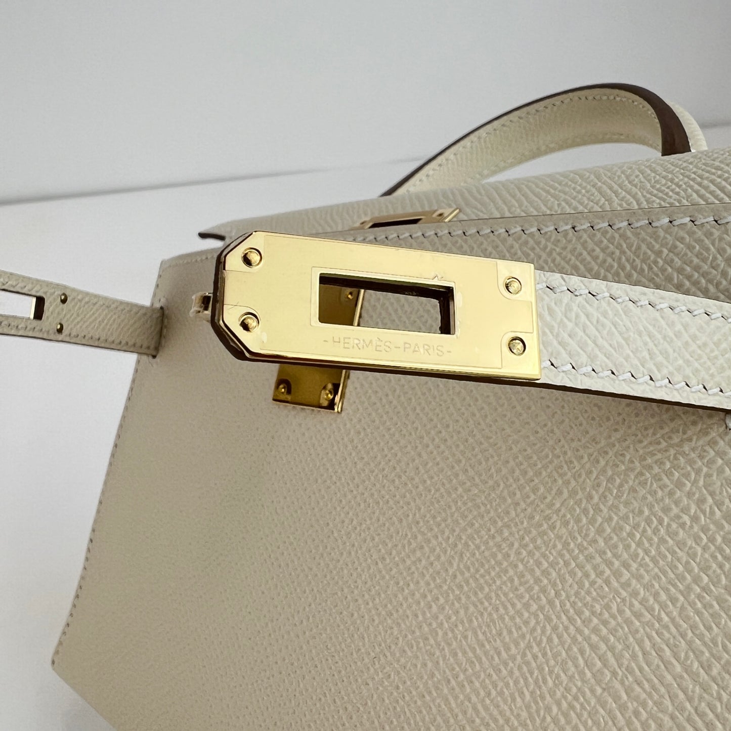 Mini kelly ミニケリー Stamp-K K刻印 Epsom エプソン Craie クレ PMBHW シャンパンゴールド金具
