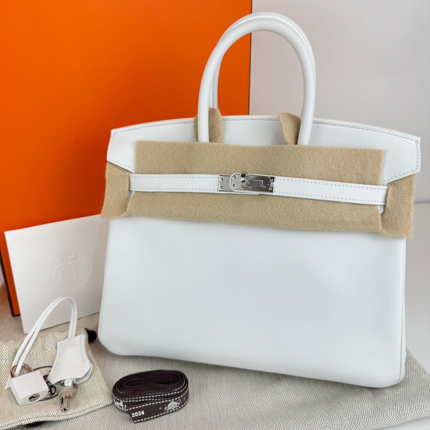 Birkin25 バーキン25 Stamp-W W刻印 Swift スイフト New white ニューホワイト PHW シルバー金具