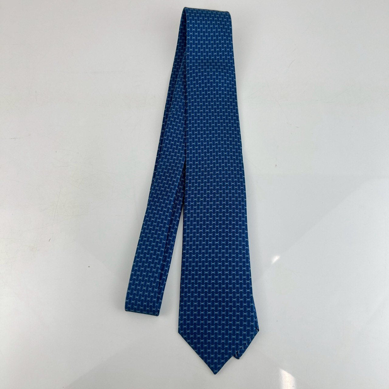 シルクツイルタイ Hグルメット H Gourmette twill Blue Moyen / Azur ブルーモアイヤン / アズール シルク