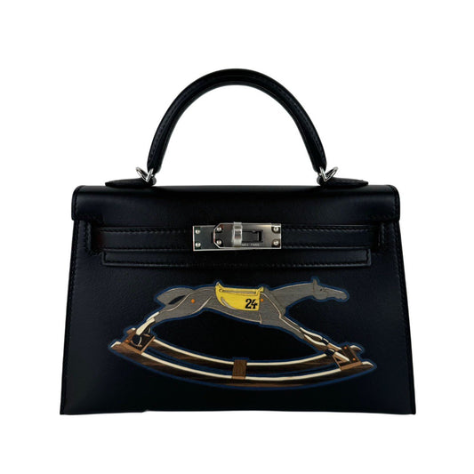 Mini kelly cheval de bois ミニケリー シュヴァル・ド・ボワ Black ブラック Tadelakt タデラクト PHW シルバー金具 Stamp-W W刻印