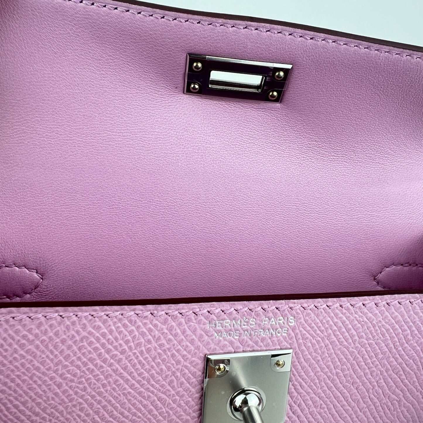 Mini kelly ミニケリー Mauve Sylvestre　モーヴシルベストル  PHW シルバー金具 Epsom エプソン Stamp-K K刻印